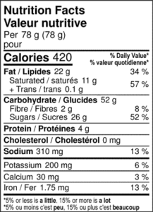 gluten free chocolate chip cookie nutrition facts label