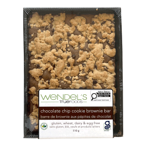 gluten free vegan chocolate chip cookie brownie bar 6x8
